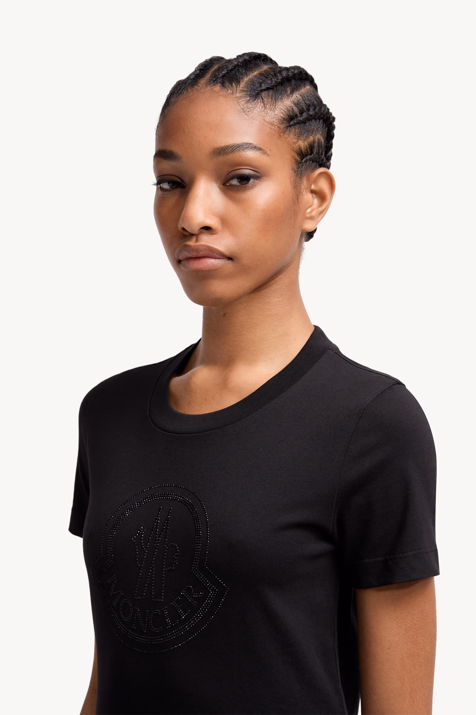 T-shirt en coton avec logo en cristaux Noir Moncler 4